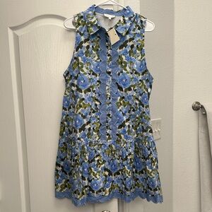 Entro Blue Floral Sleeveless Dress